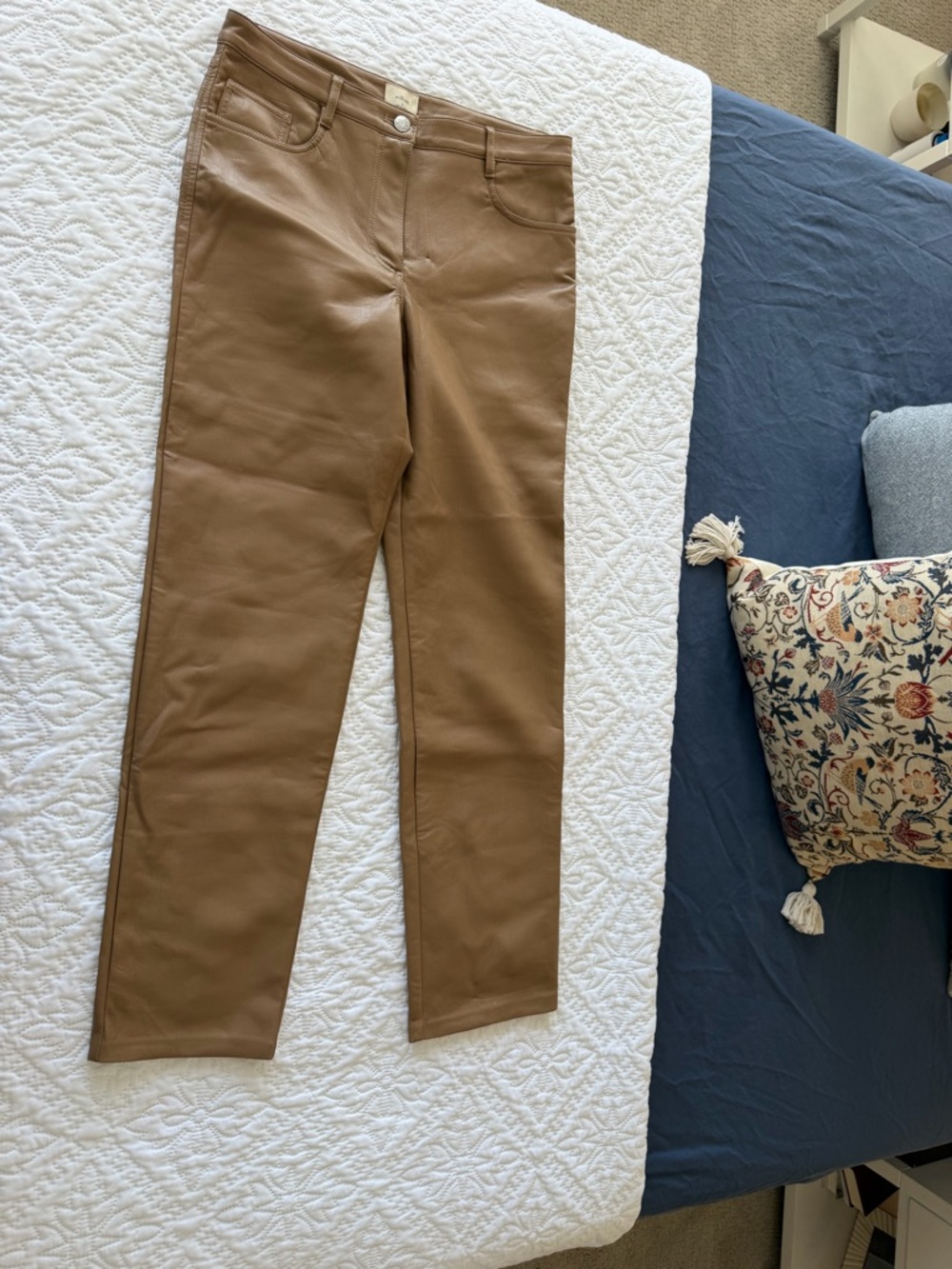 Wilfred Straight Leg Faux Leather Pants in Brown
